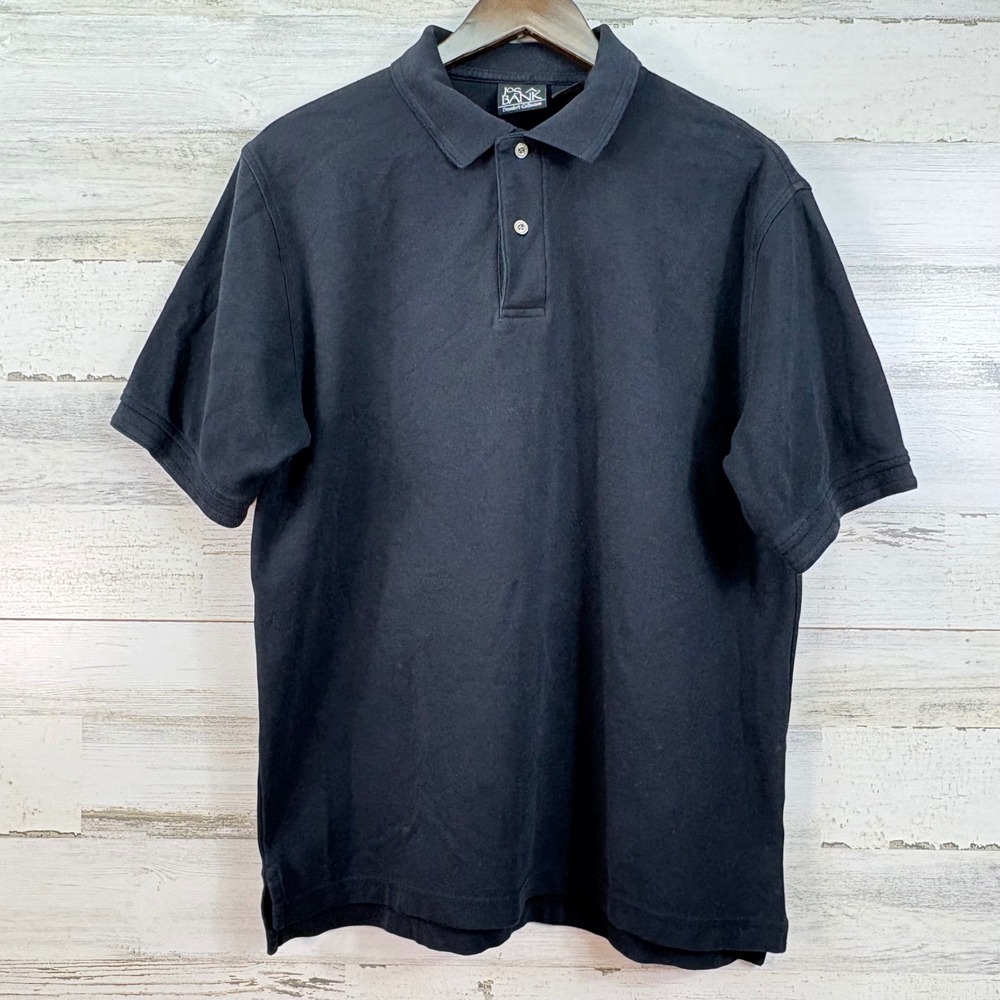 Jos A Bank Travelers Collection Polo Shirt Large Black Cotton Pique Short Sleeve - Picture 2 of 8
